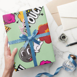 おもしろい漫画本スタイルブームOUCHクールトレンディー ラッピングペーパー