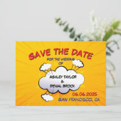 おもしろい漫画本結婚式の日付を保存 招待状 (スタンド正面)