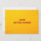 おもしろい漫画本結婚式の日付を保存 招待状 (裏面)