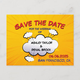 おもしろい漫画本結婚式の日付を保存 案内ポストカード