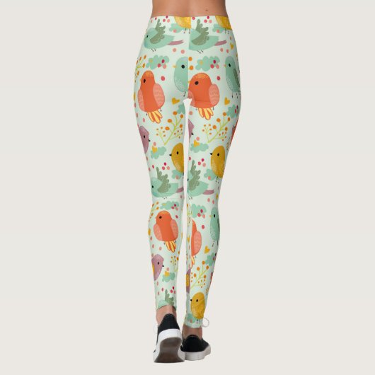 おもしろい漫画漫画かわいい鳥の自然アート レギンス (裏面)