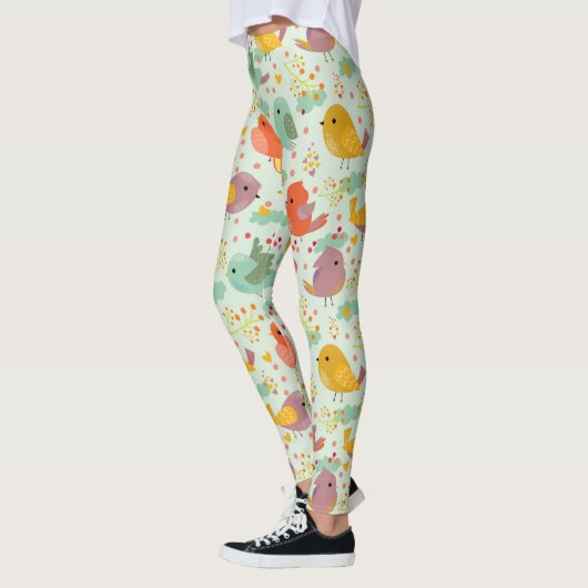 おもしろい漫画漫画かわいい鳥の自然アート レギンス (左)