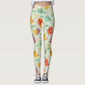 おもしろい漫画漫画かわいい鳥の自然アート レギンス (正面)