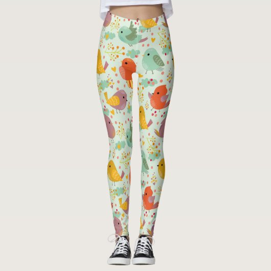 おもしろい漫画漫画かわいい鳥の自然アート レギンス (正面)