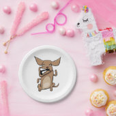 おもしろい漫画熱狂する犬の笑わされる可愛いペット ペーパープレート (パーティー)