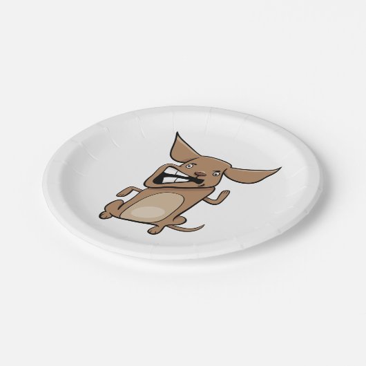 おもしろい漫画熱狂する犬の笑わされる可愛いペット ペーパープレート (アングル)