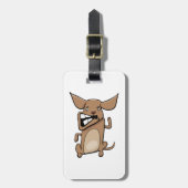 おもしろい漫画熱狂する犬の笑わされる可愛いペット ラゲッジタグ (正面縦)