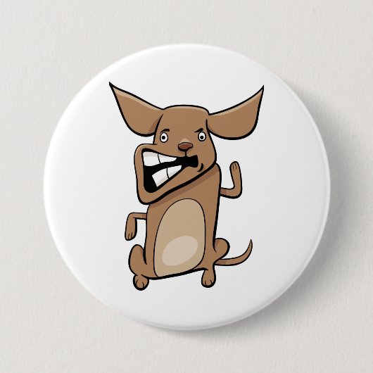 おもしろい漫画熱狂する犬の笑わされる可愛いペット 缶バッジ (正面)