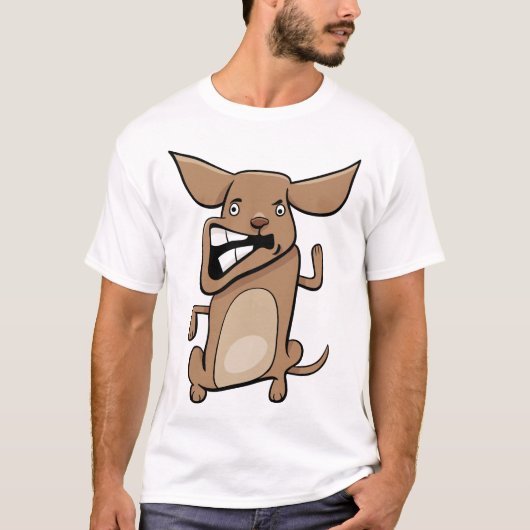 おもしろい漫画熱狂する犬の笑わされる可愛いペット Tシャツ (正面)