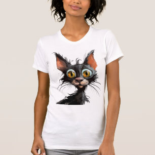 おもしろい漫画猫 Tシャツ