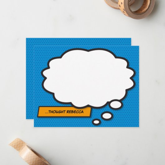 おもしろい漫画考えブブルパーソナライズされた ノートカード (正面/裏面インサイチュ)