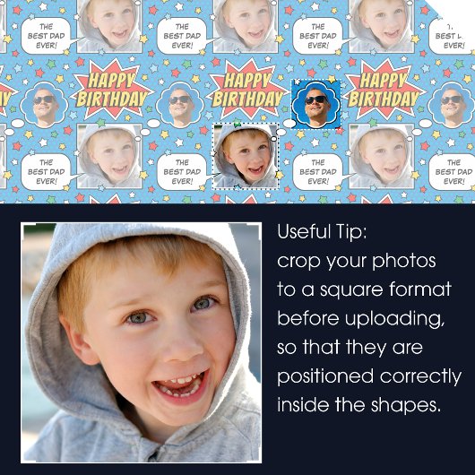 おもしろい漫画誕生日スターカスタムズ写真3セット ラッピングペーパーシート