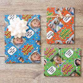 おもしろい漫画誕生日スターカスタムズ写真3セット ラッピングペーパーシート