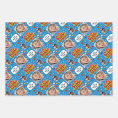 おもしろい漫画誕生日スターカスタムズ写真3セット ラッピングペーパーシート (正面)