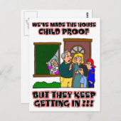 おもしろい漫画 – 家族と家の来子供 ポストカード (正面/裏面)