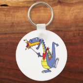 おもしろい火料理ホットドッグのドラゴン漫画 キーホルダー (正面)