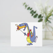 おもしろい火料理ホットドッグのドラゴン漫画 ポストカード (スタンド正面)