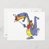 おもしろい火料理ホットドッグのドラゴン漫画 ポストカード (正面/裏面)