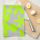 おもしろい灰色ネオン緑の粘液モダン模様 キッチンタオル (四つ折り)