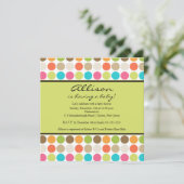 おもしろい点緑のベビーガールまたはボーイシャワー 招待状 (スタンド正面)