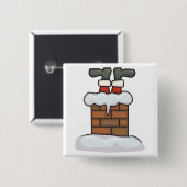 おもしろい煙突にサンタが詰まっている 缶バッジ (正面&裏面)