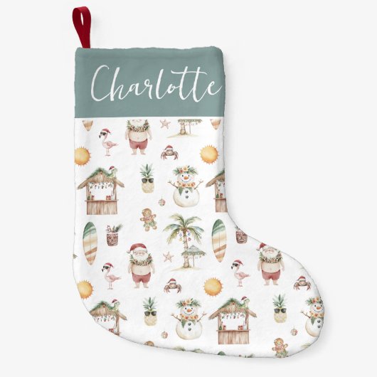 おもしろい熱帯クリスマスパーソナライズされた スモールクリスマスストッキング (正面)
