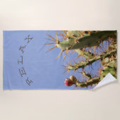 おもしろい熱帯サボテンの写真のカスタムの文字でリラックスして下さい ビーチタオル (正面)