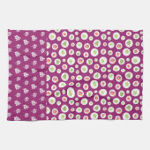 おもしろい熱帯ハイビスカスリーフイラストレーションパターン キッチンタオル (横)