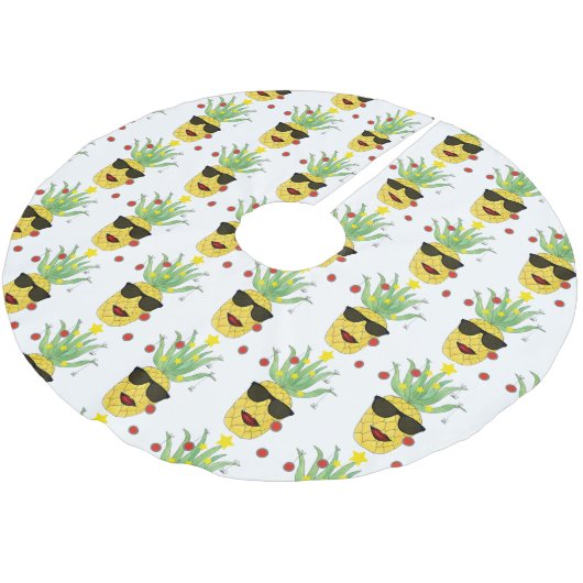 おもしろい熱帯パイナップル ブラッシュドポリエステルツリースカート (アングル)