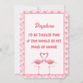 おもしろい熱帯ピンクフラミンゴメイド・オブ・オーナー（花嫁付き添い人）提案 カード (正面)