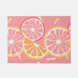 おもしろい熱帯ピンク種のグレープフルーツおよびレモンパターン ドアマット