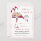 おもしろい熱帯フラミンゴ7月のパーティー 招待状 (正面)