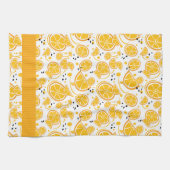 おもしろい熱帯ミカンのギンガムパターン キッチンタオル (横)