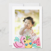 おもしろい熱帯夏ビーチガール1stバースデーフォト 招待状 (裏面)