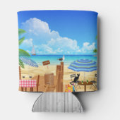 おもしろい熱帯夏ビーチ店パーソナライズされた 缶クーラー (裏面)