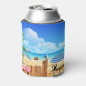 おもしろい熱帯夏ビーチ店パーソナライズされた 缶クーラー (缶裏面)