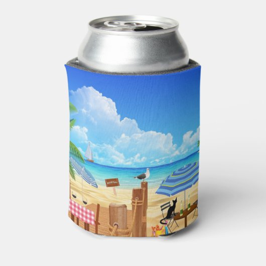 おもしろい熱帯夏ビーチ店パーソナライズされた 缶クーラー (缶裏面)