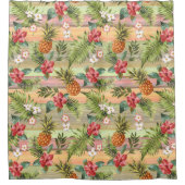 おもしろい熱帯性パイナップル果実フローラパタストライプーン シャワーカーテン (正面)