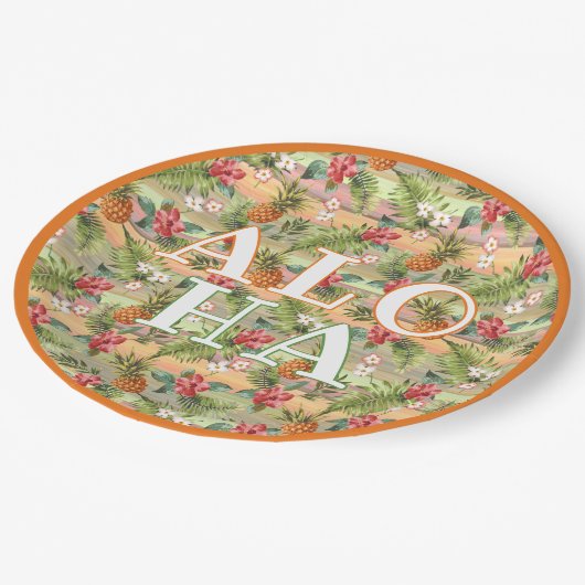おもしろい熱帯性パイナップル果実フローラパタストライプーン ペーパープレート (アングル)