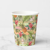 おもしろい熱帯性パイナップル果実葉フローラ模様 紙コップ (裏面)
