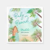 おもしろい熱帯性ヤシの木のビーチベビーオンボードシャワー スタンダードカクテルナプキン (正面)