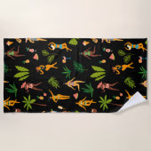 おもしろい熱帯水着女子 ビーチタオル (正面)