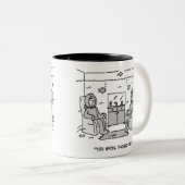 おもしろい熱帯魚の風刺画 ツートーンマグカップ (正面右)