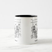 おもしろい熱帯魚の風刺画 ツートーンマグカップ (中央)