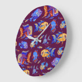 おもしろい熱帯魚 ラージ壁時計 (傾斜)