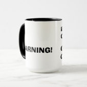 おもしろい熱狂するな猫の女性のMug用心して下さい マグカップ (正面左)