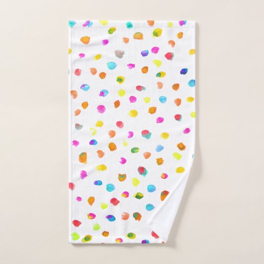 おもしろい熱狂するカラフル水玉模様陽気 バスタオルセット (ハンドタオル)