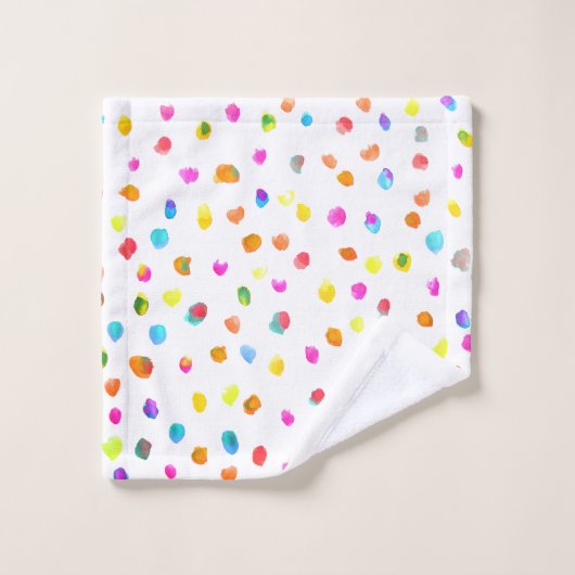 おもしろい熱狂するカラフル水玉模様陽気 バスタオルセット (ウォッシュタオル)