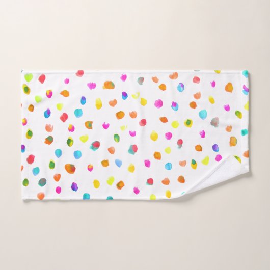 おもしろい熱狂するカラフル水玉模様陽気 バスタオルセット (ハンドタオル)