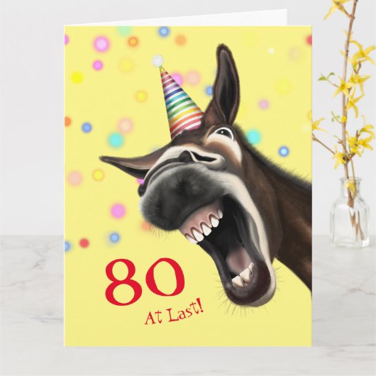 おもしろい熱狂するロバパーソナライズされたー誕生日カード カード (黄色い花)